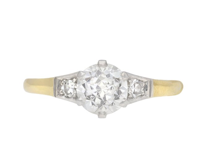 Diamond flanked solitaire ring, circa 1910 hatton garden