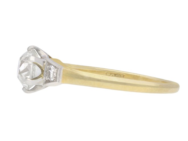 Diamond flanked solitaire ring, circa 1910 hatton garden