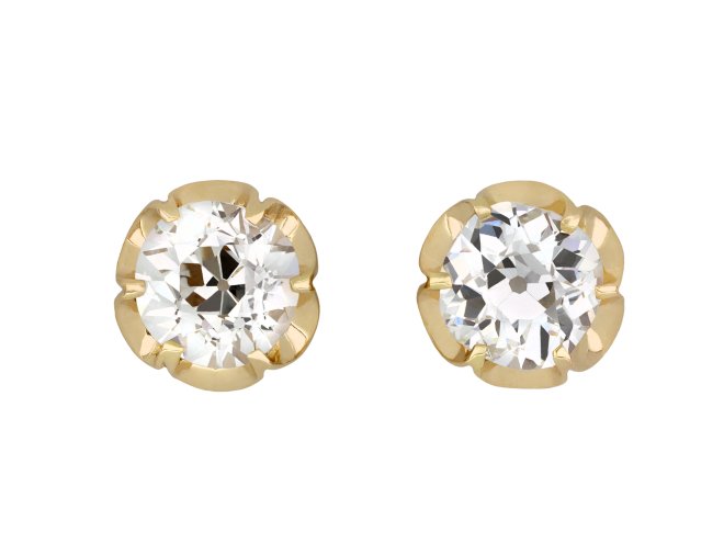 Old mine diamond stud earrings, circa 1890 hatton garden