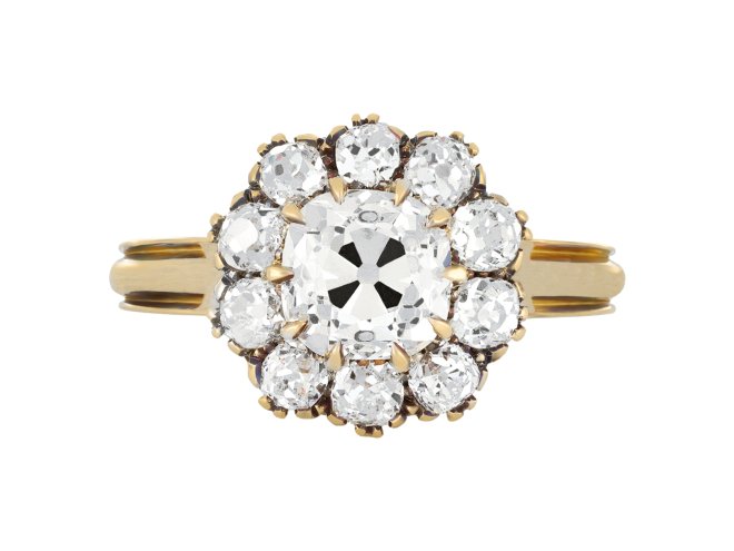 Victorian diamond coronet cluster ring