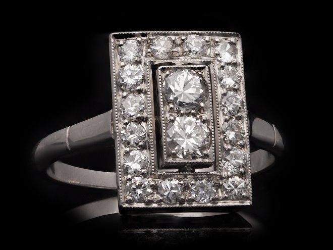 Art deco diamond cluster ring, circa 1920. Hatton Garden