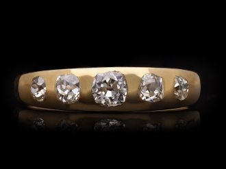 Victorian five stone diamond gypsy ring, circa 1890. Hatton Garden