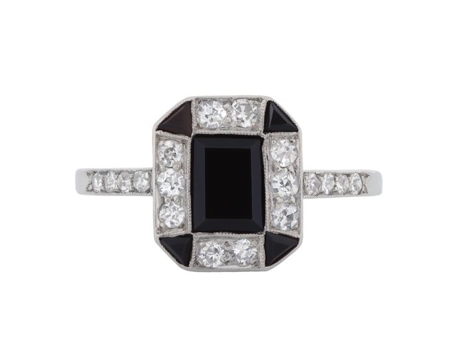 Art Deco onyx and diamond cluster ring, circa 1925 hatton garden