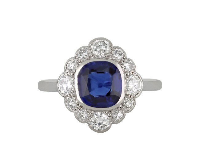 Sapphire and diamond cluster ring, circa 1920 hatton garden