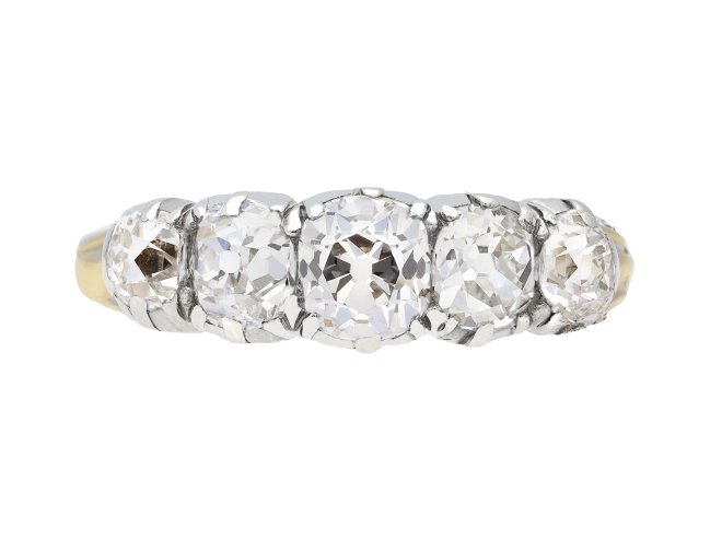 Victorian diamond five stone ring, circa 1880. hatton garden