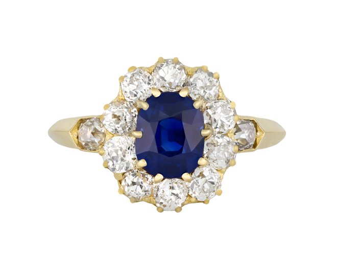 Kashmir sapphire and diamond coronet cluster hatton garden