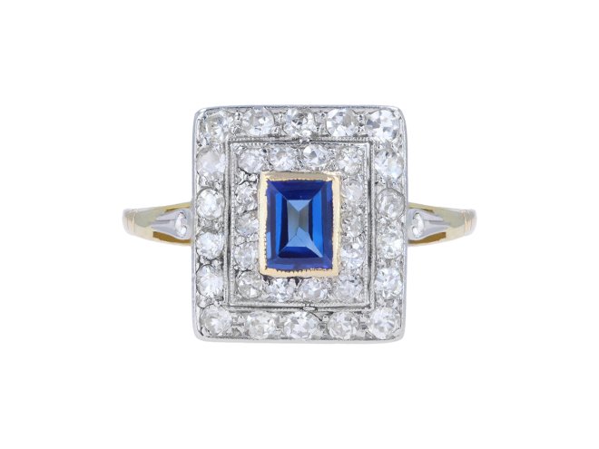 Sapphire and diamond cluster ring, circa 1915. hatton garden.