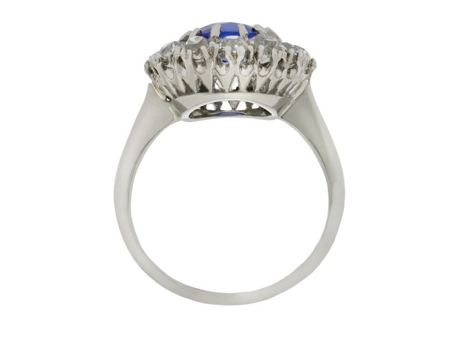 Sapphire and diamond coronet cluster ring, circa 1920. 