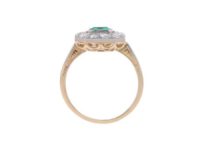 Colombian emerald and diamond coronet cluster ring hatton garden