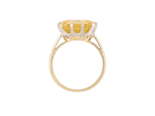 Yellow Ceylon sapphire solitaire ring, circa 1960. hatton garden