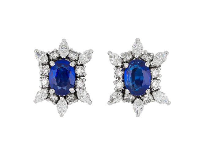 Cartier Burmese Sapphire and diamond earrings, hatton garden