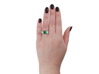 Colombian emerald and diamond three stone ring hatton garden