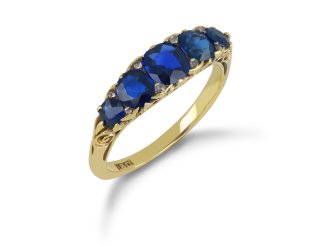 Victorian sapphire five stone ring, circa 1900.