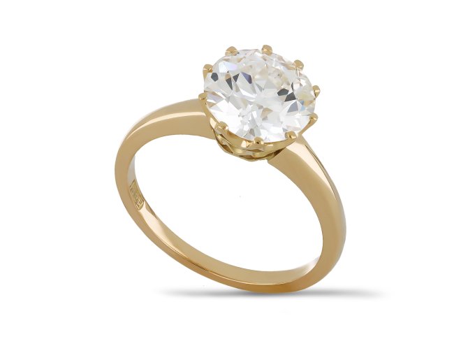 Old cut diamond solitaire ring, circa 1970. hatton garden