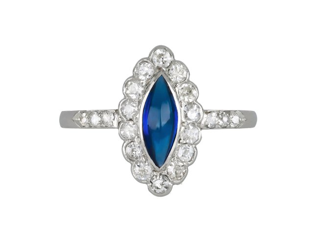 Sapphire and diamond cluster ring, circa 1905. hatton garden.