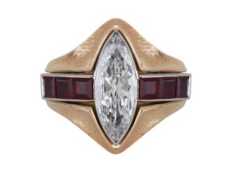 Marquise Diamond and Ruby Convertible Ring, hatton garden