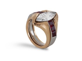 Marquise Diamond and Ruby Convertible Ring, hatton garden