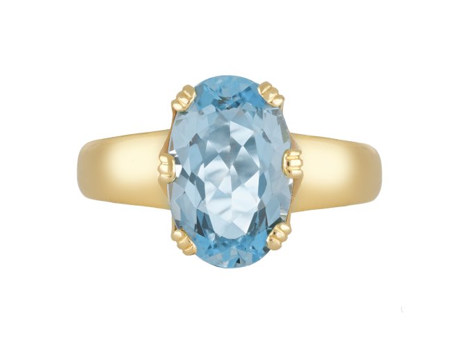 Aquamarine solitaire ring, Swedish, 1900. hatton garden