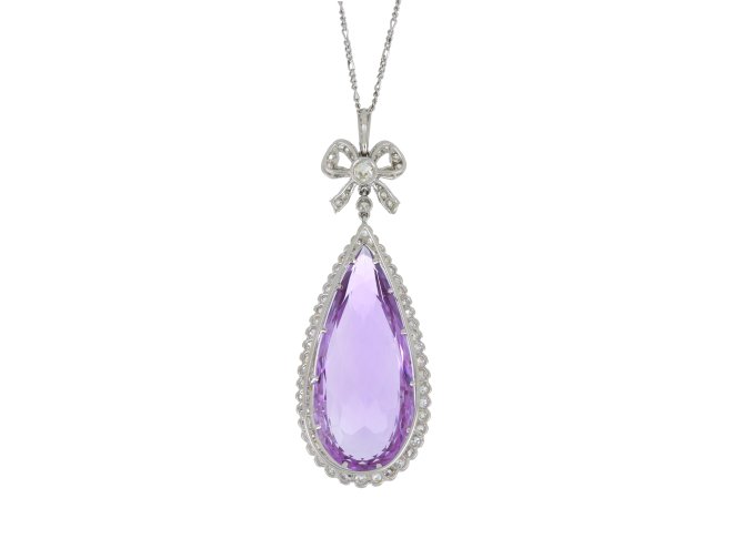 Amethyst and diamond pendant, circa 1910. 