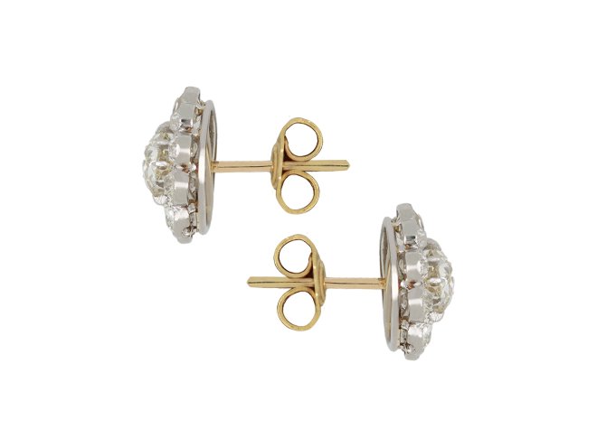 Old mine diamond cluster earrings, circa 1905. hatton garden