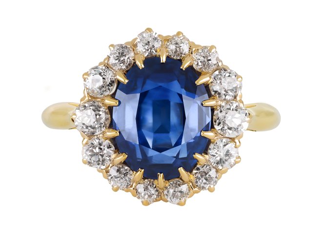 Ceylon sapphire and diamond coronet cluster, hatton garden