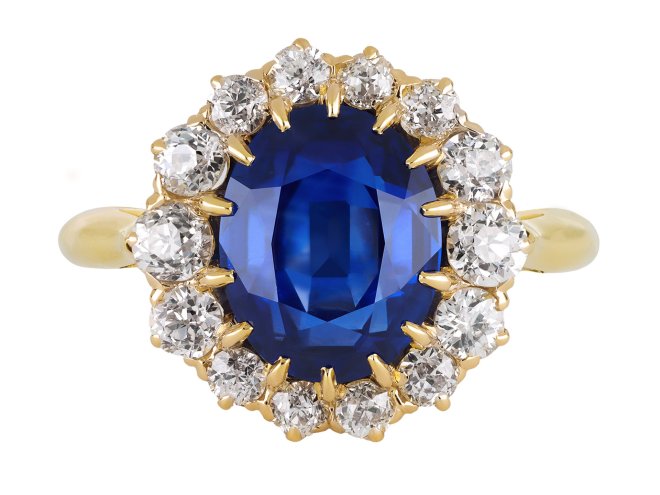 Ceylon sapphire and diamond coronet cluster, hatton garden