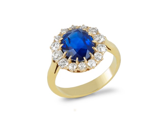 Ceylon sapphire and diamond coronet cluster, hatton garden