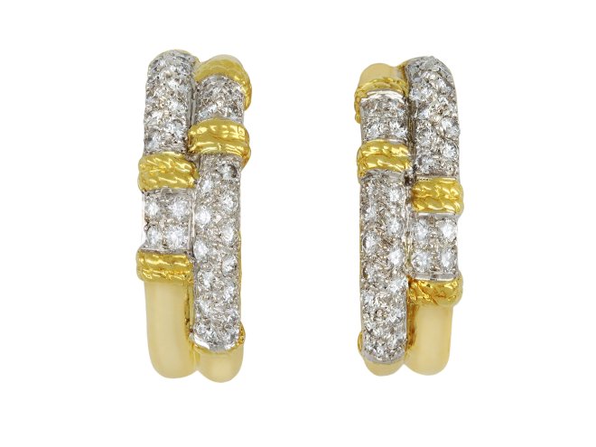 Kutchinsky diamond hoop earrings, English, 1977.