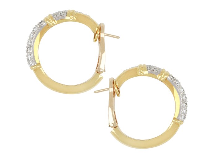 Kutchinsky diamond hoop earrings, English, 1977.