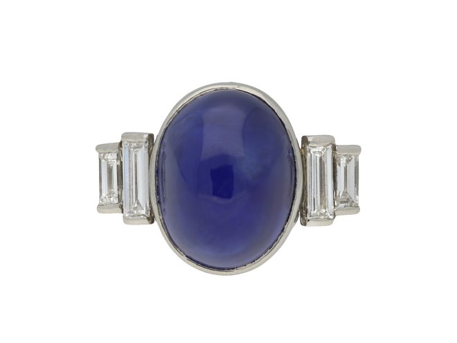 natural Ceylon cabochon sapphire and diamond ring hatton garden