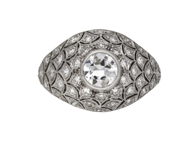 Bombé diamond cluster ring berganza hatton garden