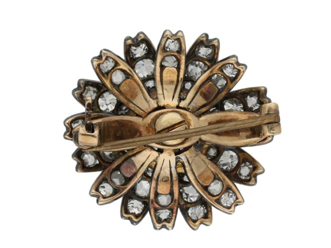 Victorian yellow sapphire and diamond flower brooch