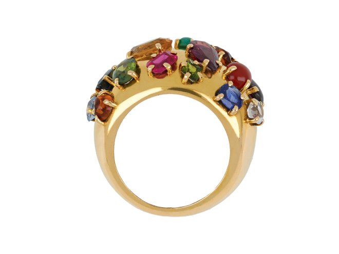 Multi stone cluster ring, circa 1950.  hatton garden