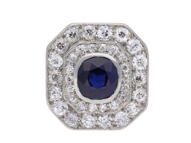 Edwardian sapphire and diamond cluster ring hatton garden