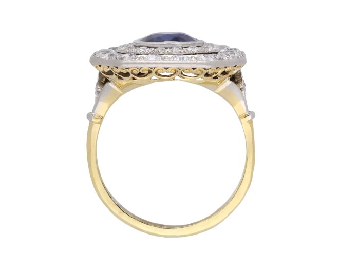 Edwardian sapphire and diamond cluster ring hatton garden