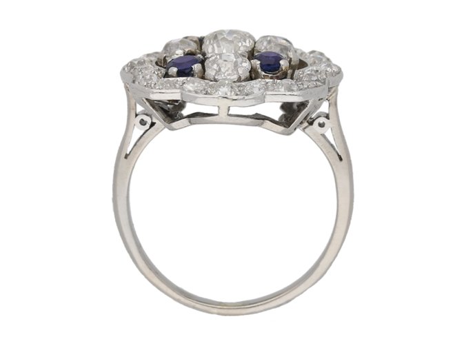 Sapphire and diamond cluster ring, circa 1935.