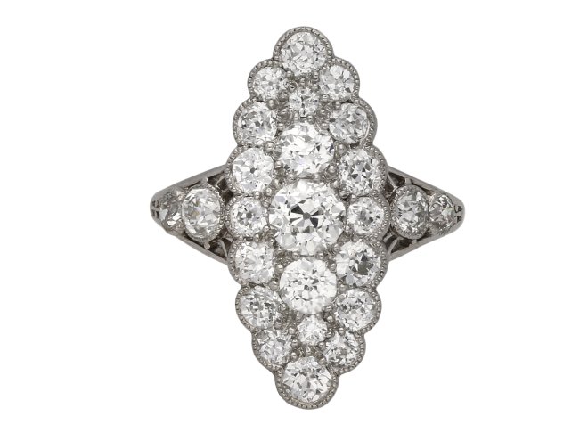 Edwardian marquise diamond cluster ring berganza hatton garden