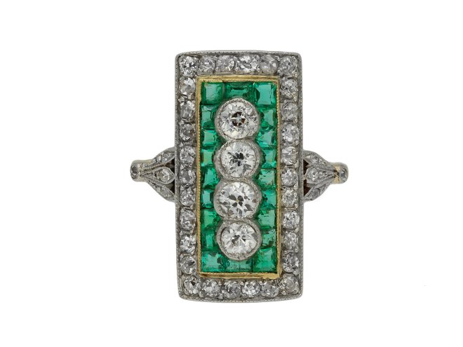 Edwardian diamond and emerald cluster ring berganza hatton garden