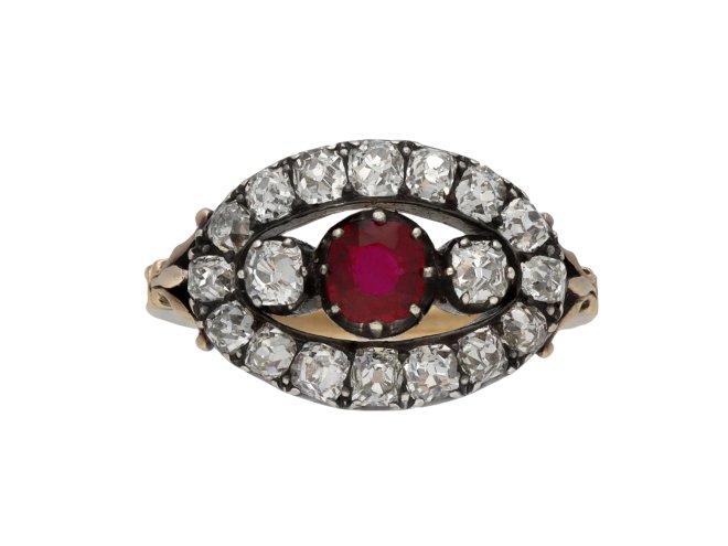 Antique ruby and diamond saddle ring berganza hatton garden