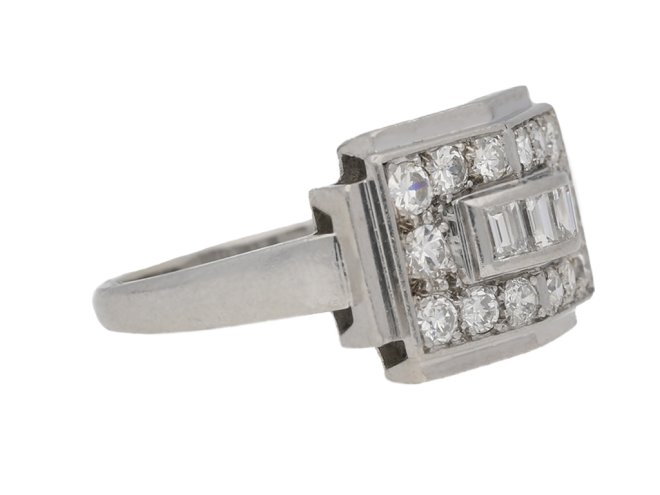 side view Art Deco diamond ring, French, circa 1935. berganza hatton garden