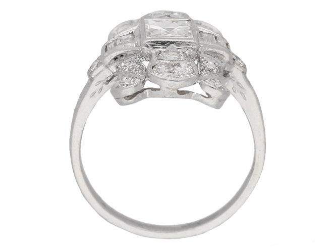 back view Vintage diamond cluster ring, American berganza hatton garden